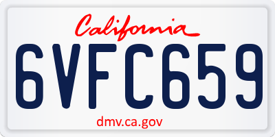 CA license plate 6VFC659