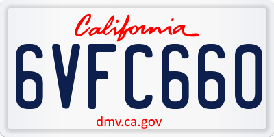CA license plate 6VFC660