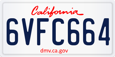 CA license plate 6VFC664