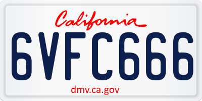 CA license plate 6VFC666