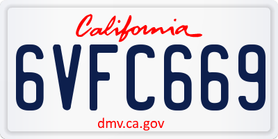 CA license plate 6VFC669