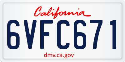CA license plate 6VFC671