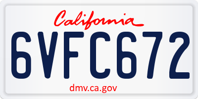 CA license plate 6VFC672