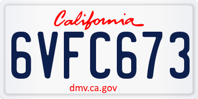 CA license plate 6VFC673
