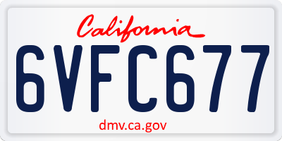 CA license plate 6VFC677