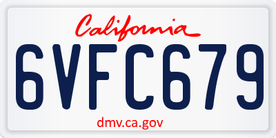 CA license plate 6VFC679