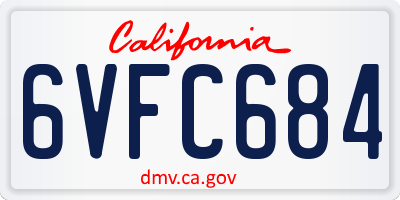 CA license plate 6VFC684