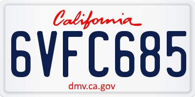 CA license plate 6VFC685