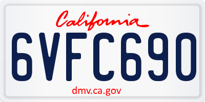 CA license plate 6VFC690