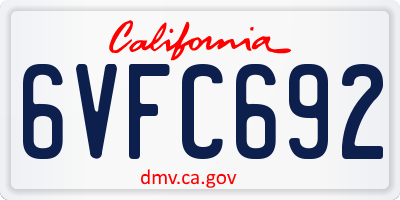 CA license plate 6VFC692