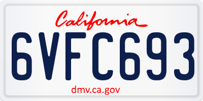 CA license plate 6VFC693