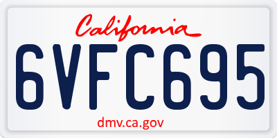 CA license plate 6VFC695