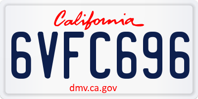 CA license plate 6VFC696