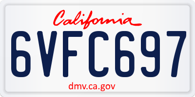 CA license plate 6VFC697