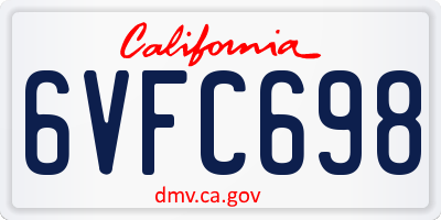 CA license plate 6VFC698