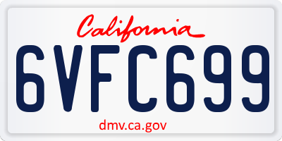 CA license plate 6VFC699