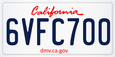 CA license plate 6VFC700