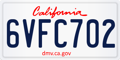 CA license plate 6VFC702