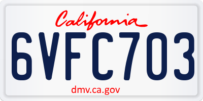 CA license plate 6VFC703
