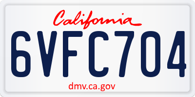 CA license plate 6VFC704