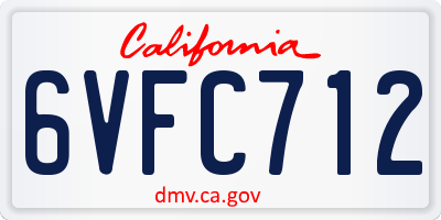CA license plate 6VFC712