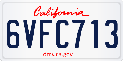 CA license plate 6VFC713