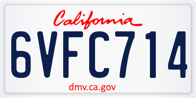 CA license plate 6VFC714