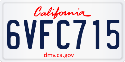CA license plate 6VFC715