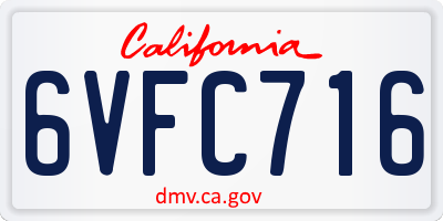 CA license plate 6VFC716