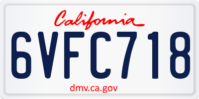 CA license plate 6VFC718