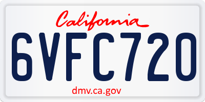 CA license plate 6VFC720