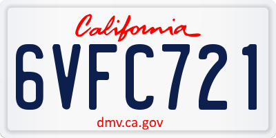 CA license plate 6VFC721