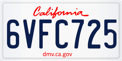 CA license plate 6VFC725