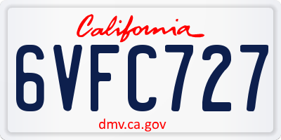 CA license plate 6VFC727
