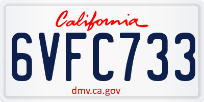 CA license plate 6VFC733