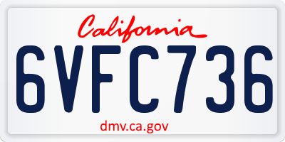 CA license plate 6VFC736
