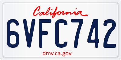 CA license plate 6VFC742