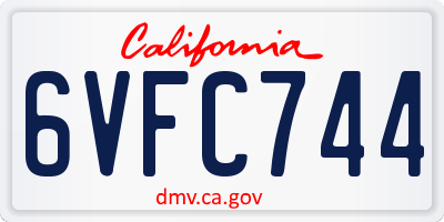 CA license plate 6VFC744