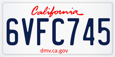 CA license plate 6VFC745
