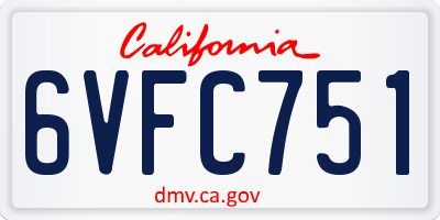 CA license plate 6VFC751