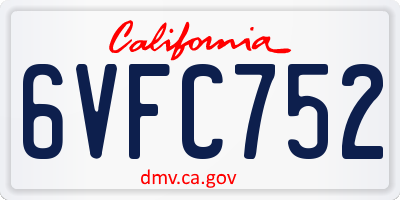 CA license plate 6VFC752