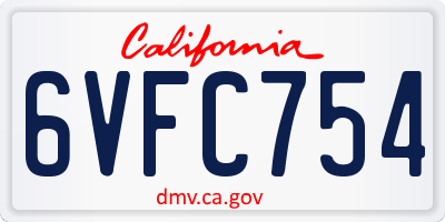 CA license plate 6VFC754