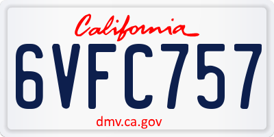 CA license plate 6VFC757
