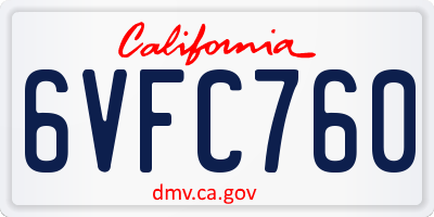 CA license plate 6VFC760