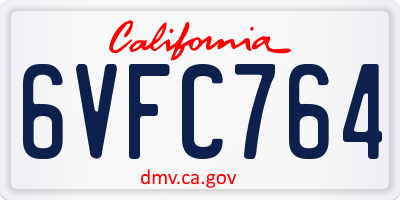 CA license plate 6VFC764