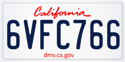 CA license plate 6VFC766