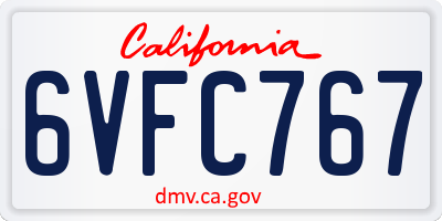 CA license plate 6VFC767