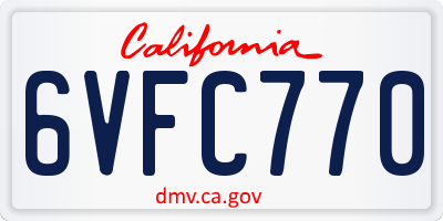 CA license plate 6VFC770