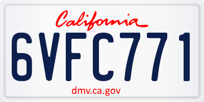 CA license plate 6VFC771