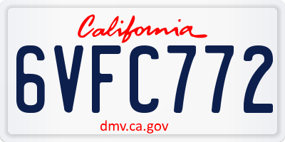 CA license plate 6VFC772